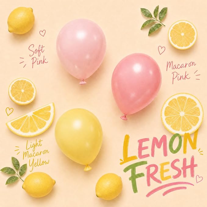 Pink Yellow Balloon Arch Kit for Lemon Baby Shower Birthday Decor | 124Pcs Maca - Image 4