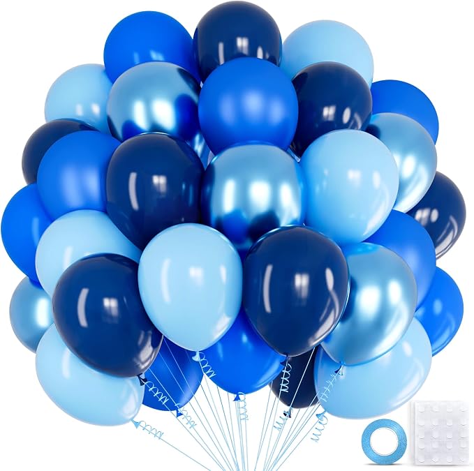 68pcs Blue Balloons Metallic, 12Inch Chrome Blue Balloons Kit Macaron Light by Kawkalsh