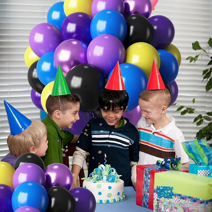 HILAVO Purple Blue Yellow Black Balloons 60 Pcs Metallic Purple Royal Blue - Image 7
