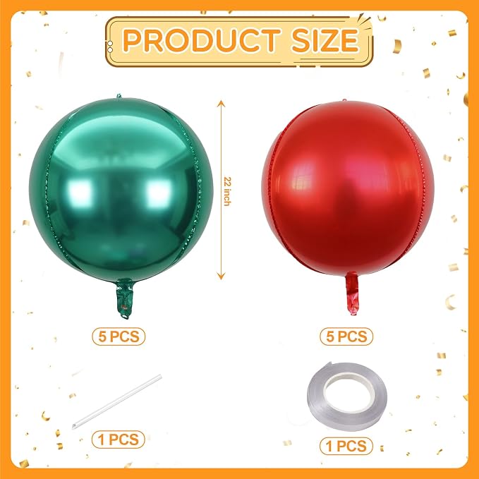 22 Inch Red and Green Foil Balloons - Image 2