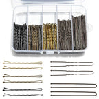 Bobby Pins and Hair Pins Combo Box 480PCS, Black Brown Gold Bobby Pins and U Shape Hair Pins Brown for Women, 2" 2.4" and 2.6" Bulk