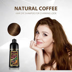 Natural Coffee Hair Color Shampoo 500ml | Upgrade Formula, 3-IN-1 Herbal Hair Coloring Shampoo, Hair Nourishing & Dyeing for Men Women, 100% Hair Color Coverage for All Hair Types 17.6 Fl Oz (Coffee)