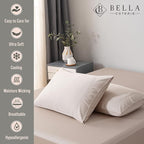 Bella Coterie | Luxury Bamboo Viscose Queen Size Pillowcase Set | 100% Organically Grown | Ultra Soft | Cooling | 2 Pcs [Dune]