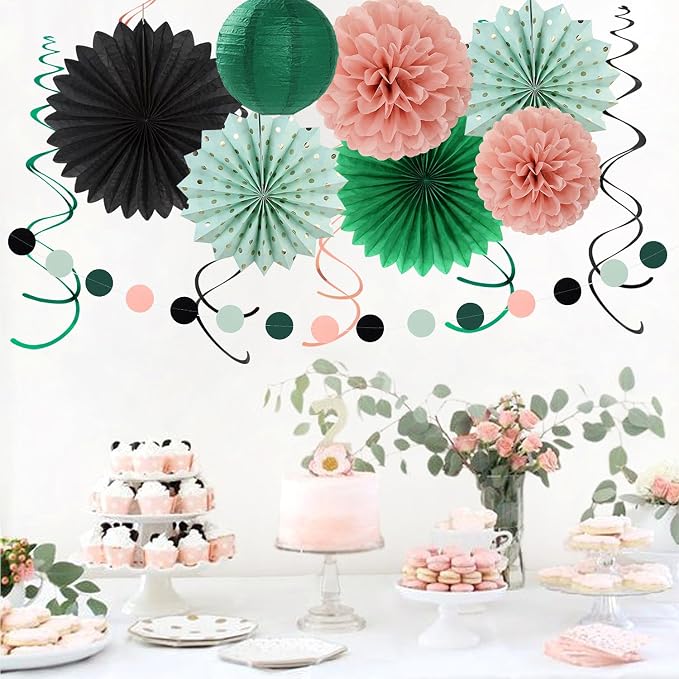 Sage-Green Blush-Pink Black Birthday Party-decorations - Image 6