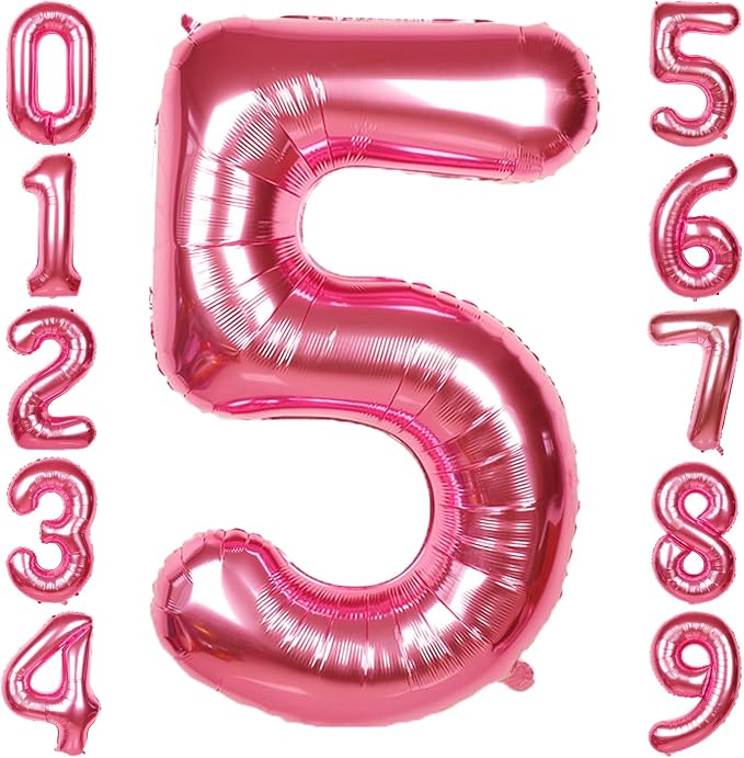 40 Inch Giant Hot Pink Number Balloon, Mylar Foil Helium Hot Pink Balloons by United-UnicornsParty