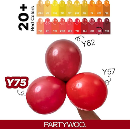 PartyWoo Burgundy Balloons 100pcs Dark Red Maroon Ruby Red Color | 18 12 10 5 - Image 4