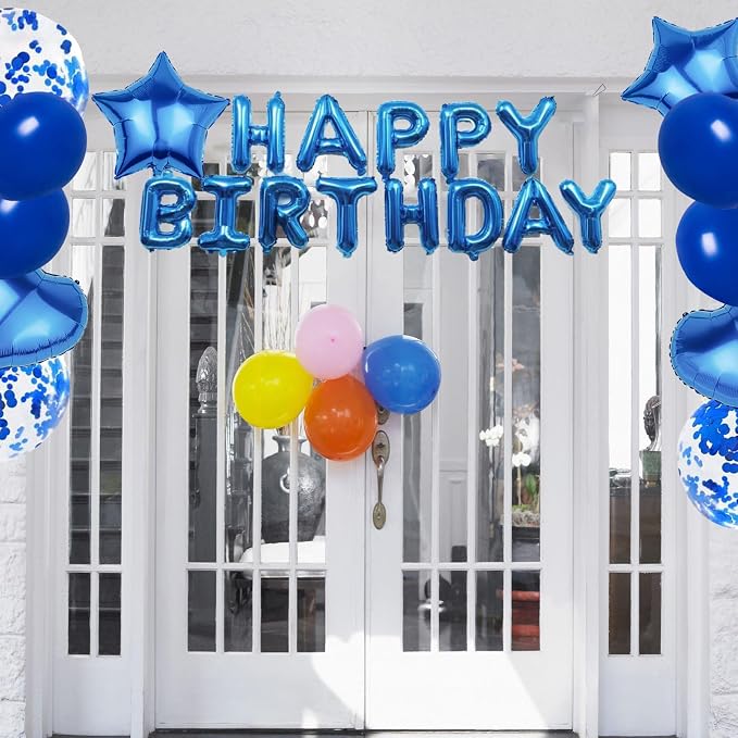27 Pcs Dark Blue Birthday Decorations, 3D Foil Dark Blue Happy Birthday Balloon - Image 7