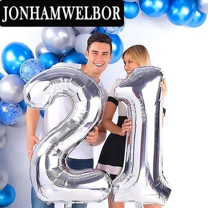 Jonhamwelbor 25 Number Balloons Silver Giant Jumbo Big Large Foil Mylar Number - Image 5