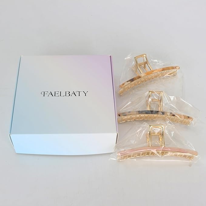 FAELBATY Big Butterfly Hair Claw Clips for Women - 4.7" Acetate and Metal Hair Accessories for Long, Thick Hair (3 Pcs)