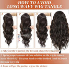 Synthetic Lace Front Wigs Pre Plucked Highlight Brown Mix Black 26 Inch Long Wavy 100% Futura Premium 13x4 HD Lace Wigs For Black Women Ready to Wear Beginner Friendly Daily Party Use
