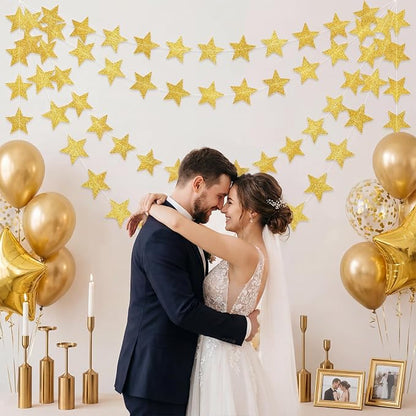 Spakon 65 Feet Glitter Star Paper Garland Banner Hanging Decoration Star - Image 7