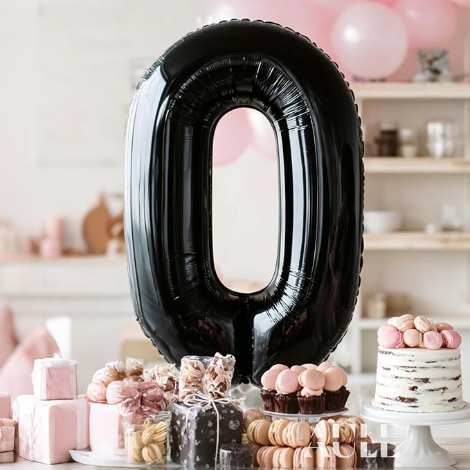 AULE 40 Inch Black Number Balloon 0 Foil 0-9 Birthday Big Numbers | Birthday - Image 2