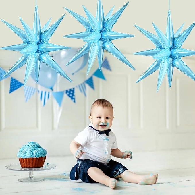 TONIFUL 4 Pcs Star Balloons Light Blue Foil Explosion Party Decoration | 22 - Image 4