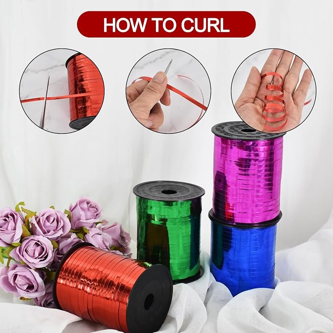 TONIFUL 500 Yards Shiny Red Curling Ribbon Balloon String Gift Wrapping - Image 3