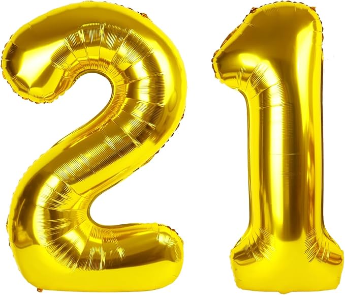 21 Balloon 40 inch Gold Number Balloons by Enyeopd