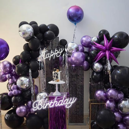 MEBAY Black Purple and Silver Balloons Arch Kit - Image 5