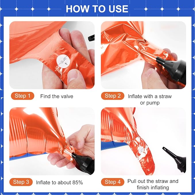 Orange and Blue Square Foil Balloons 25 Pcs Metallic Orange and Blue Balloons - Image 2