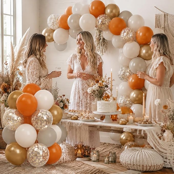 Burnt Orange Gold Balloons, 12 Inch Terracotta Nude Gold Balloon - Image 8