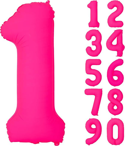 40IN Fluorescent Pink Number 1 Balloons Glow In The Dark Pink Balloon | by YOIOZAIZAI