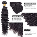 Deep Wave Bundles Color 1B Human Hair Bundles 20 22 24 Inch Double Weft Natural Black Deep Wave Bundle Niegmeag Virgin Remy Hair Extensions For Woman