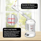 Nano Ionic Facial Steamer with Removable Water Cup, Face Steamer 360° Rotatable Sprayer Warm Mist Face Humidifier for Home and Beauty Salon, Facial Deep Cleaning (White)