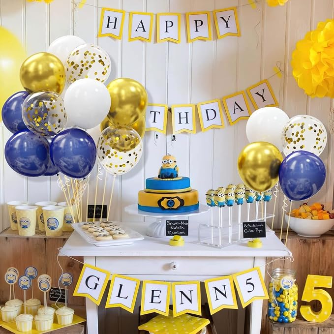 62pcs Gold Navy Blue Balloons Kit - Image 5