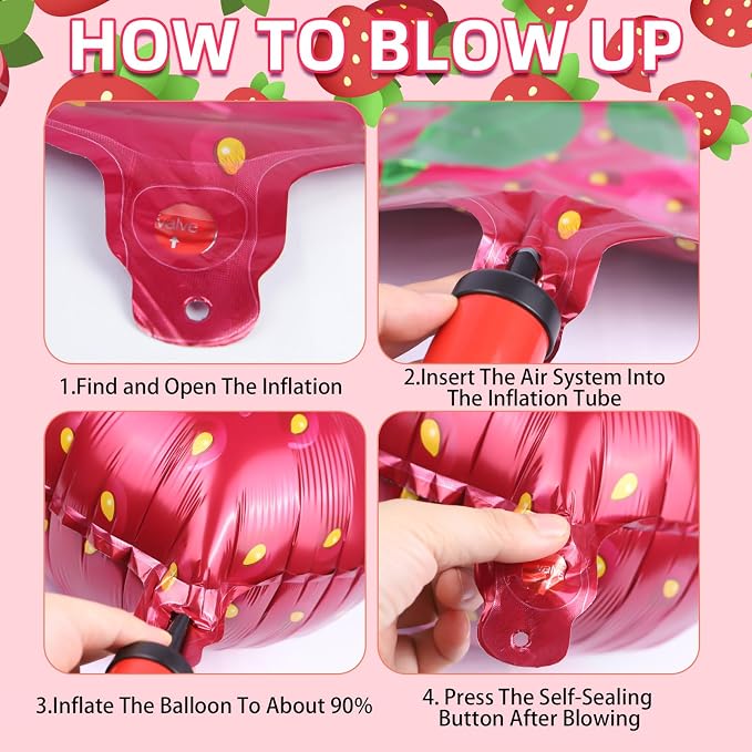 Strawberry Balloons 18" 4Pcs - Image 7