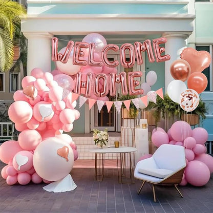TONIFUL 16 Inch Rose Gold Welcome Home Foil Letter Balloon Banner Decor Kit | - Image 5