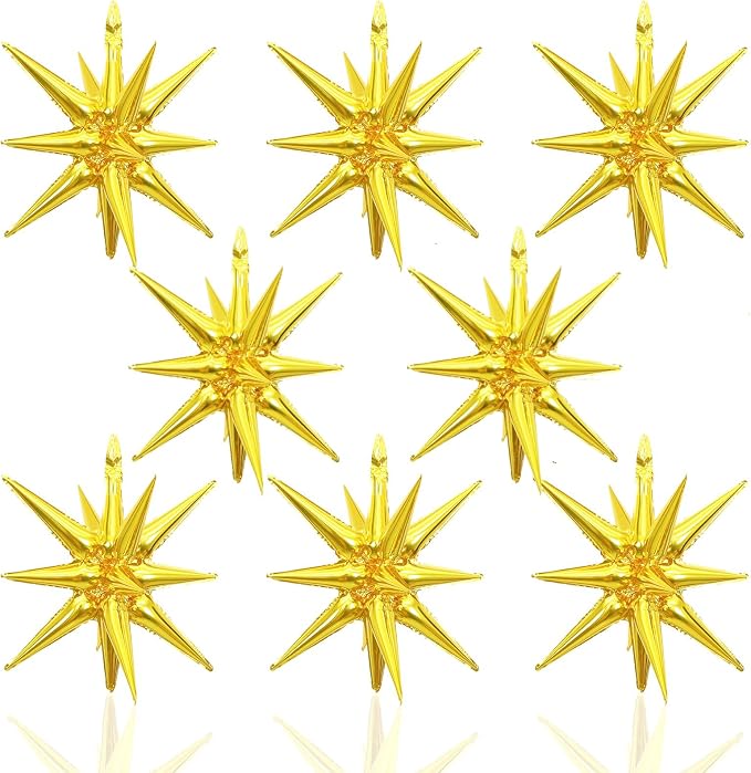 HILAVO 8PCS Gold Star Balloons, 22Inch Large Explosion Star Balloons Aluminum by HILAVO
