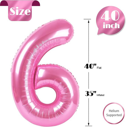 Pink 6 Balloon - Number Balloon 40 Inch, 6th Pink Birthday Decorations | Large - Image 5