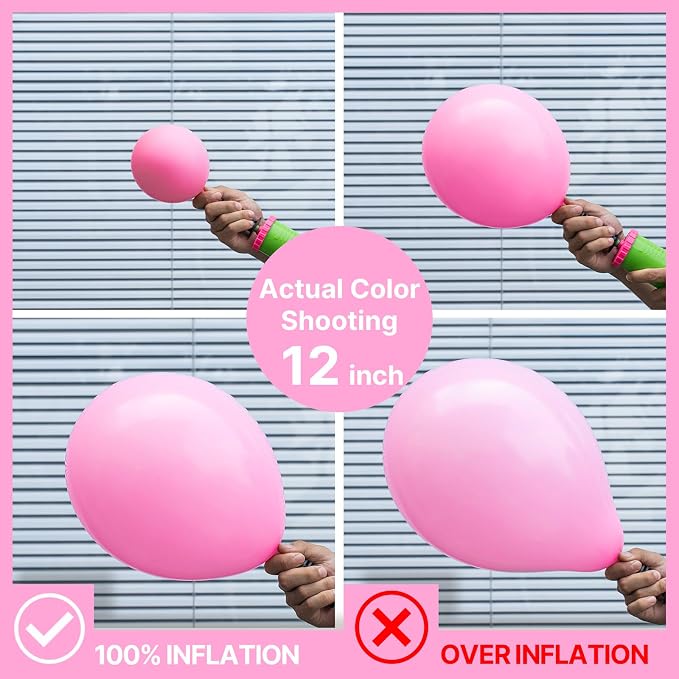 PartyWoo Pink Balloons 100pcs Matte Latex Helium Balloons 12 Inch | Girl Baby - Image 4