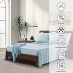 Luxury Bamboo Market |King Envelope Pillowcase Set | 100% Viscose Made from Bamboo | Organically Grown | Ultra Soft | Cooling | 2pcs [Spa Blue]