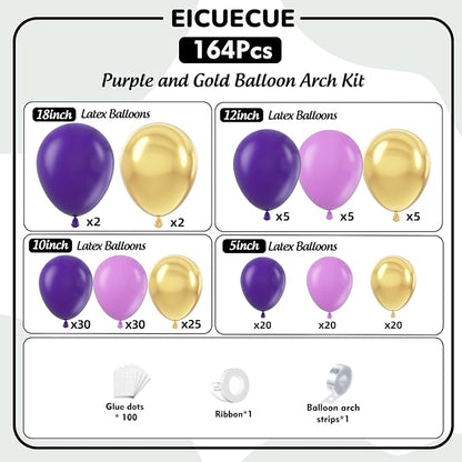 Purple and Gold Balloons Garland Arch Kit - Image 2