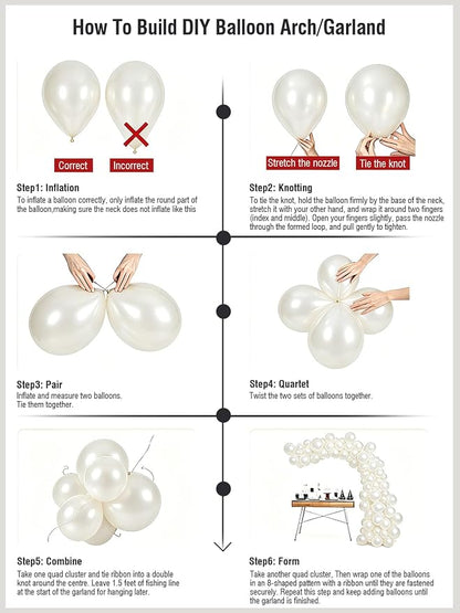 Pearl White Balloons 55 Pcs Inch White Latex Balloon Arch Kit Garland - Image 5