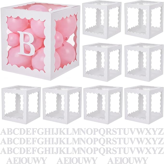 12 Pcs Scalloped Transparent Balloon Boxes by Unknown