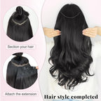 ALXNAN Long Wavy Hair Extensions for Women, Clip in Hair Extensions Clip Ins Soft Full Head Synthetic Hairpieces 20 Inch Medium Brown Ash Blonde