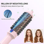 K&K 1.7 Inch Cool-AIR TECH Hair Styling Tool Bounce Brush, Heated Thermal Round Brush with Negative Ion Technology, Multiple Heat Settings for Blowout Look with Hair Care (Pink, 1.5 Inch)
