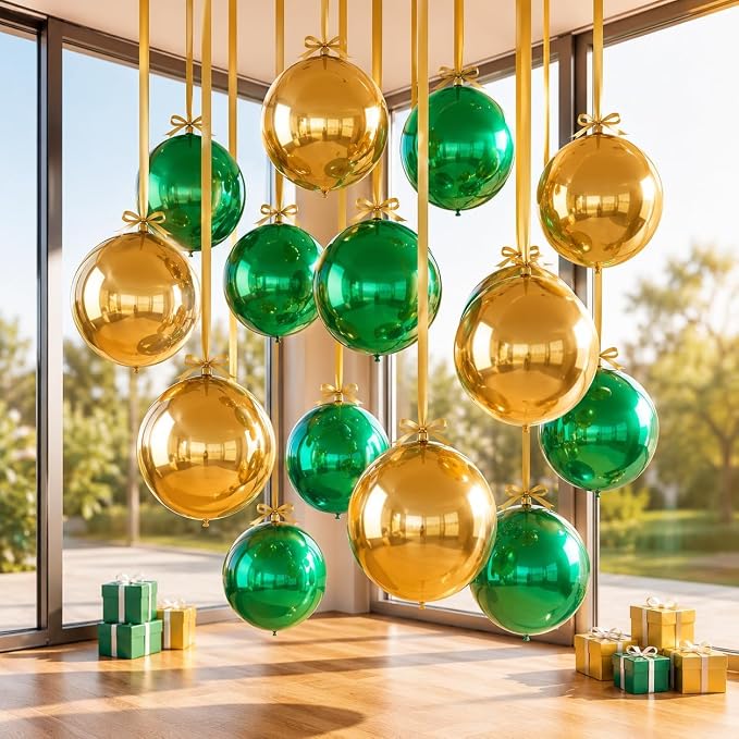 Green Gold Round Foil Balloons - Image 4