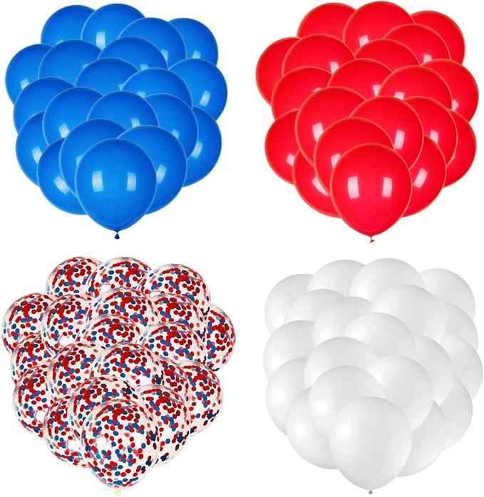 80 PCS Red White Blue Balloons 12 in - Image 8