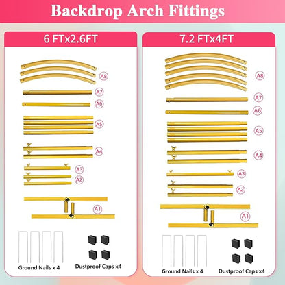 Metal Arch Backdrop Stand, Wedding Arch Stand | Dustproof caps, easy set-up - Image 8