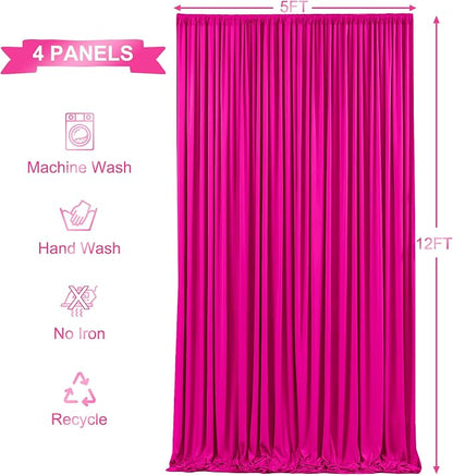 4 Panels Hot Pink Backdrop Curtains - Image 5