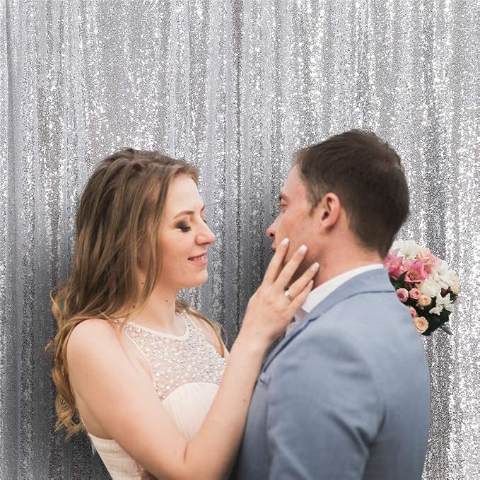 Eternal Beauty Silver 3mm Sequin Backdrop 8x10 Ft - Image 4