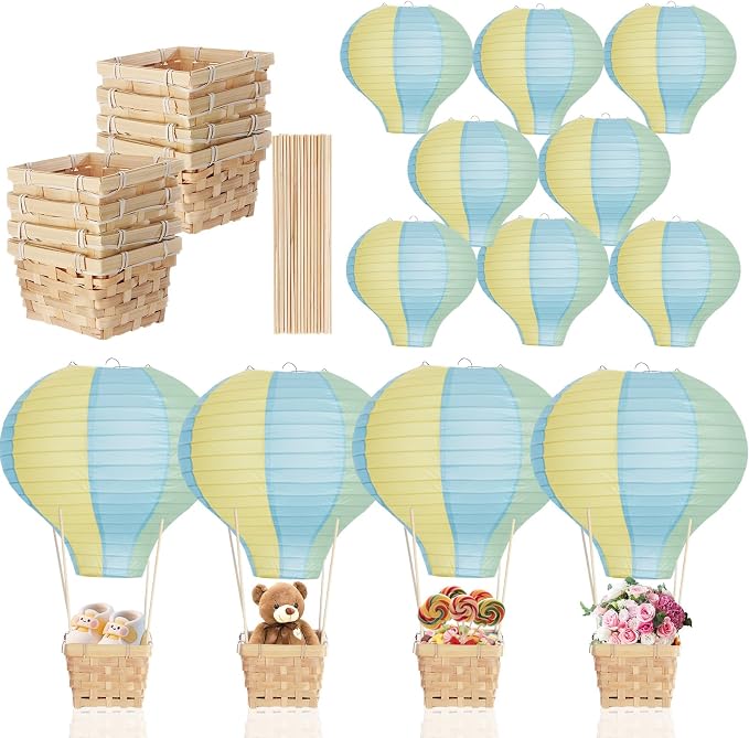 Meooeck 8 Sets Hot Air Balloon Tables Centerpieces, 11.8'' Paper Lantern Party by Meooeck