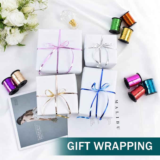 TONIFUL 12 Assorted Shiny Color Curling Ribbon Balloon String Gift Wrapping | - Image 3