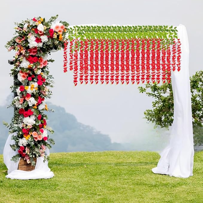 Artificial Wisteria Hanging Flowers Fake Wisteria Flower Garland Silk Vines - Image 4