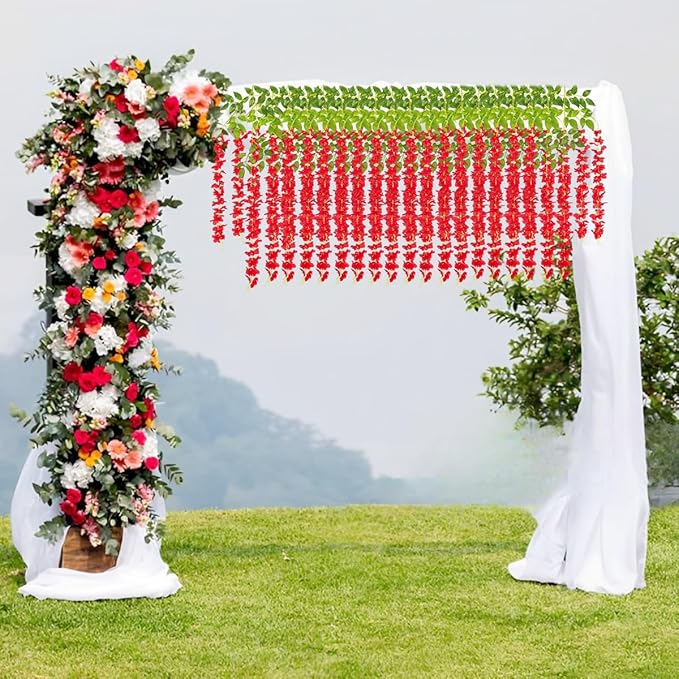 Artificial Wisteria Hanging Flowers Fake Wisteria Flower Garland Silk Vines - Image 4