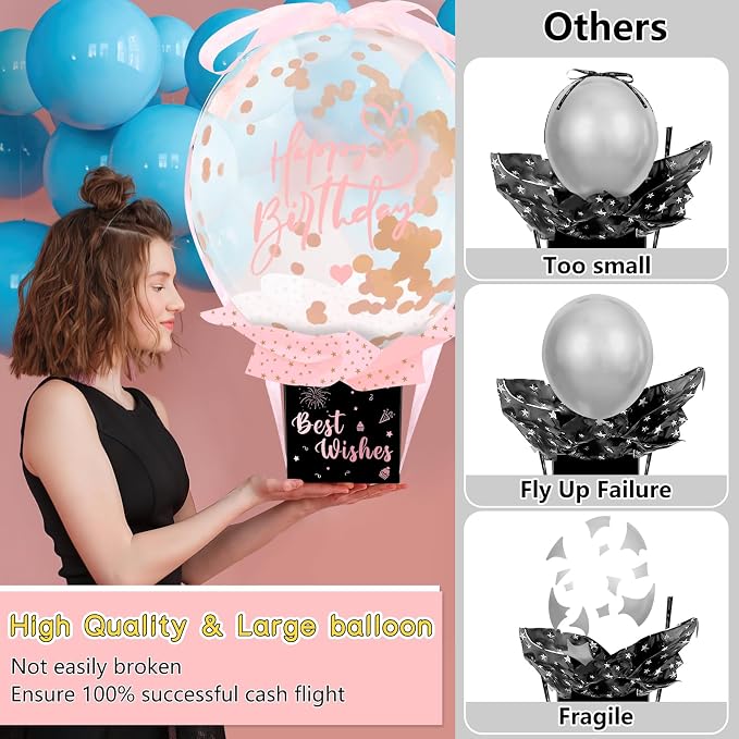 UQM Birthday Money Box for Cash Gift Pull, Funny Pull Money Balloon Box | Happy - Image 2