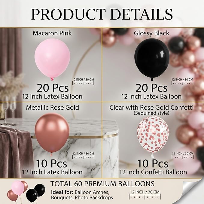 60-Pack 12-Inch Confetti Latex Balloons - Image 2
