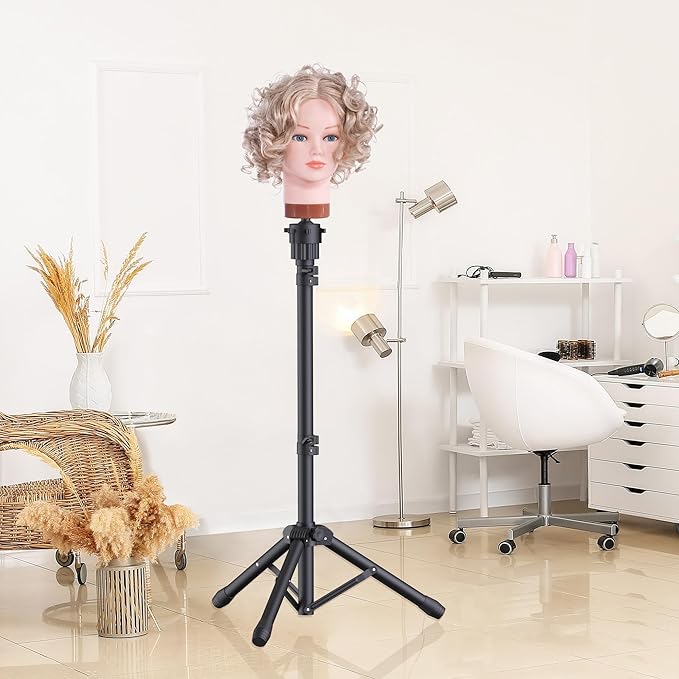 Relx Wig Head Stand - Adjustable Mannequin Head Stand - Wig Stand for Styling - Wig Stand Tripod for Cosmetology Hairdressing Training (Head Not Included)