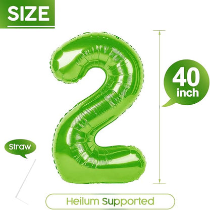 2 Balloon - Light Green Birthday Number Balloons, 40 Inch Party Decorations | - Image 5